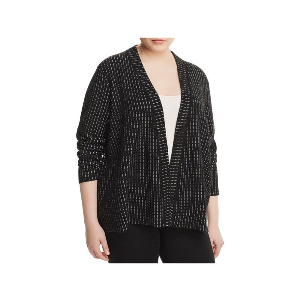 EILEEN FISHER Womens Black Long Sleeve Open Front Wear To Work Sweater Plus 1X